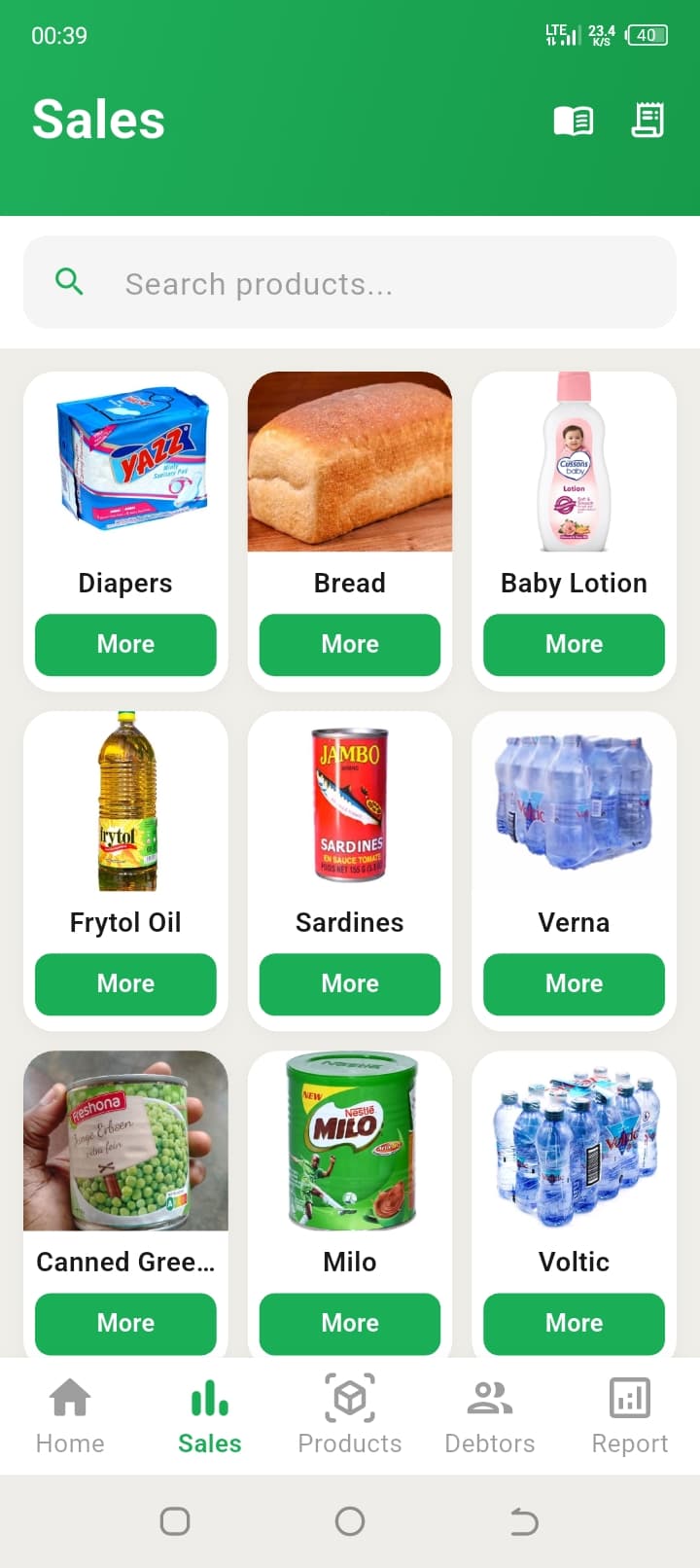 Vyser sales screen